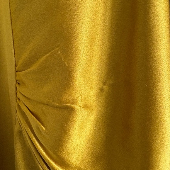 Nicole Miller 100% Silk Vibrant Yellow Midi Cocktail Dress Size 6 - Picture 10 of 12